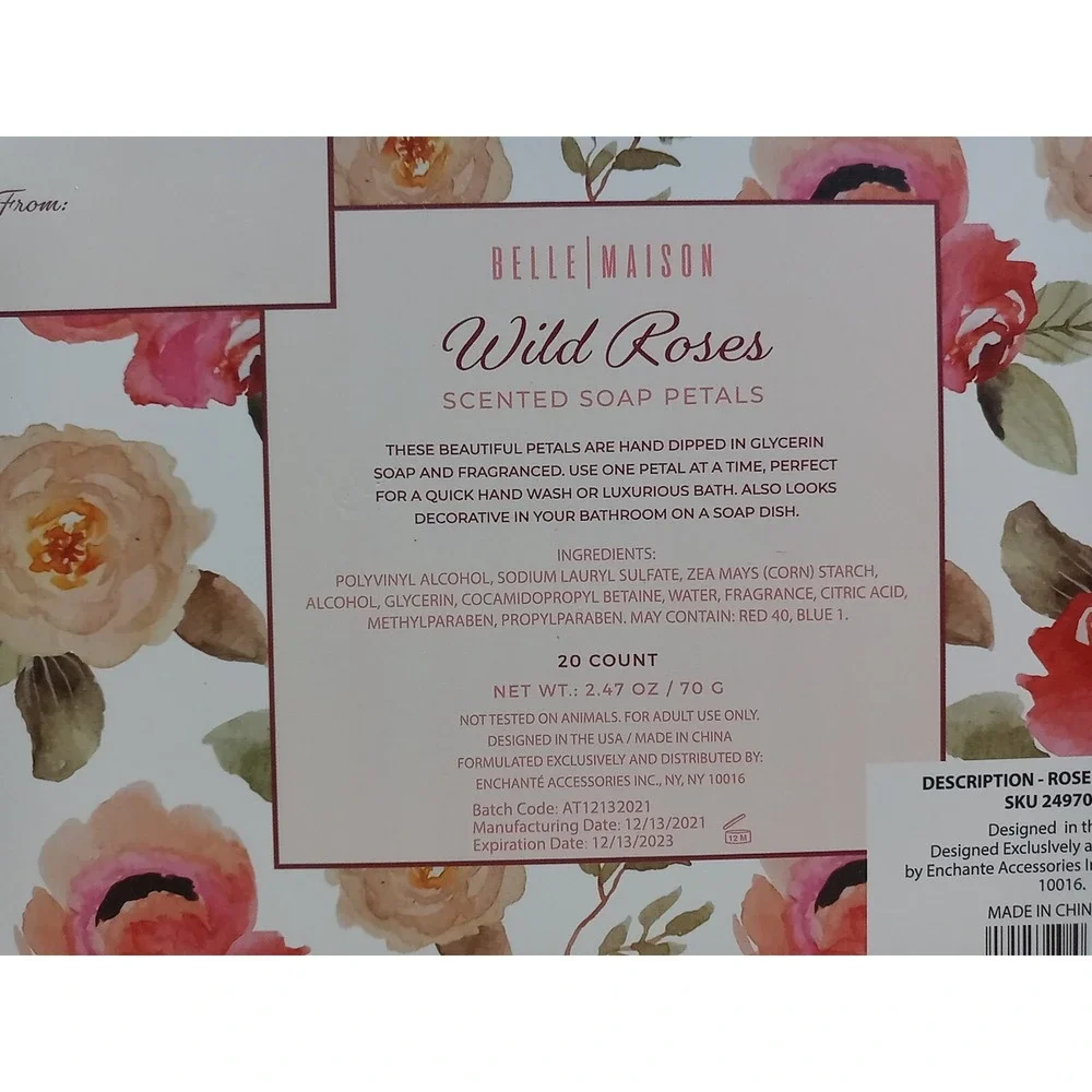 NIB Belle Maison Wild Roses Scented‎ Soap Petals Pretty Pink Rose Soap